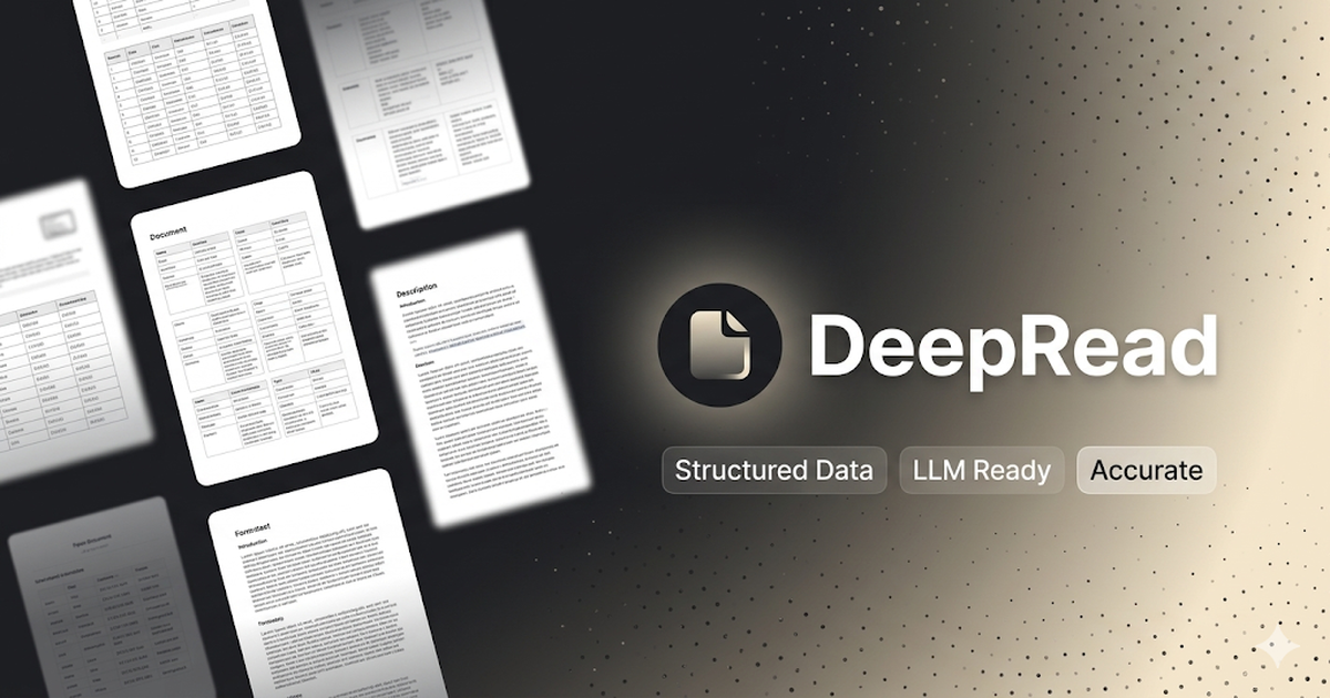 Screenshot of DeepRead.Tech, OCR and document AI API that returns typed JSON, not messy text